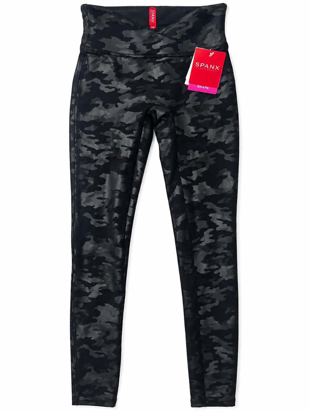 SPANX Faux Leather Camo Leggings XS Black Matte High Waist NWT